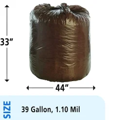 Stout Controlled Life Cycle 39 Gallon Industrial Trash Bag, 33" x 44", Low Density, 1.1 mil, Brown, 40 Bags/Box (STOG3344B11)