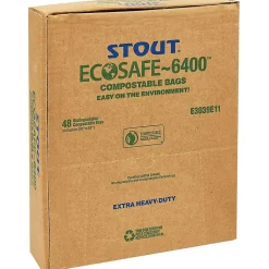 Stout EcoSafe-6400 64 Gallon Compostable Industrial Trash Bag, 48