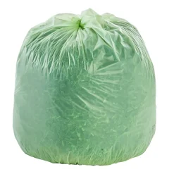 Stout EcoSafe-6400 13 Gallon Industrial Trash Bag, 24" x 30", Low Density, 0.85 mil, Green, 45 Bags/Box, 3 Rolls