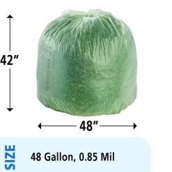 Stout EcoSafe-6400 -48 Gallon Industrial Trash Bag, 42" x 48", Low Density, .85 mil, Green, 40 Bags/Box (STOE4248E85)