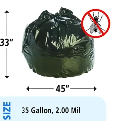 Stout Insect Repellent 35 Gallon Industrial Trash Bag, 33" x 35", Low Density, 2 mil, Black, 80 Bags/Box (STOP3345K20)