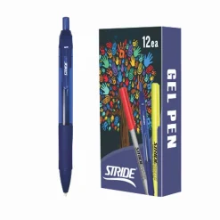StrideRio Retractable Gel Pen, Medium Point, Blue Ink, Dozen (52002)