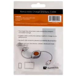 SumacLife White Retractable USB Micro USB Sync and Charge Cable