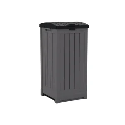 Suncast Resin Trash Can with Lid, 39 Gallon, Peppercorn and Black (GH3900)