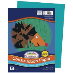 SunWorks 9" x 12" Construction Paper, Turquoise, 50 Sheets (P7703)