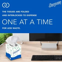 Surpass Cube Facial Tissue, 2-ply, White, 90 Sheets/Box, 36 Boxes/Carton (21320)