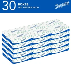 Surpass Standard Facial Tissue, 2-Ply, 100 Sheets/Box, 30 Boxes/Pack (21340)