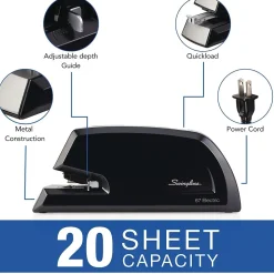 Swingline Commercial Reduced-Effort Electric Desktop Stapler, 20-Sheet Capacity, Black/Silver (6701)