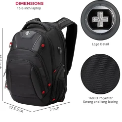 SwissDigital Circuit Laptop Backpack, Black (J14-BR)
