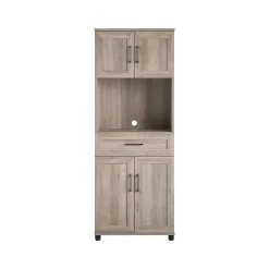 System Build Dwyer 70" Tall Coffee Bar with 4 Shelves, Gray Oak (6383337COM)