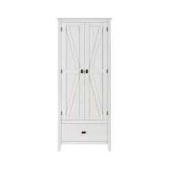 System Build Farmington 71.9" Storage Cabinet with 4 Shelves, Ivory Pine (7533296COM)