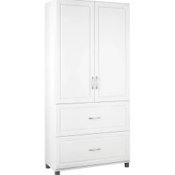 SystemBuild Kendall 36" 2 Door/2 Drawer Storage Cabinet, White (7364401PCOM)