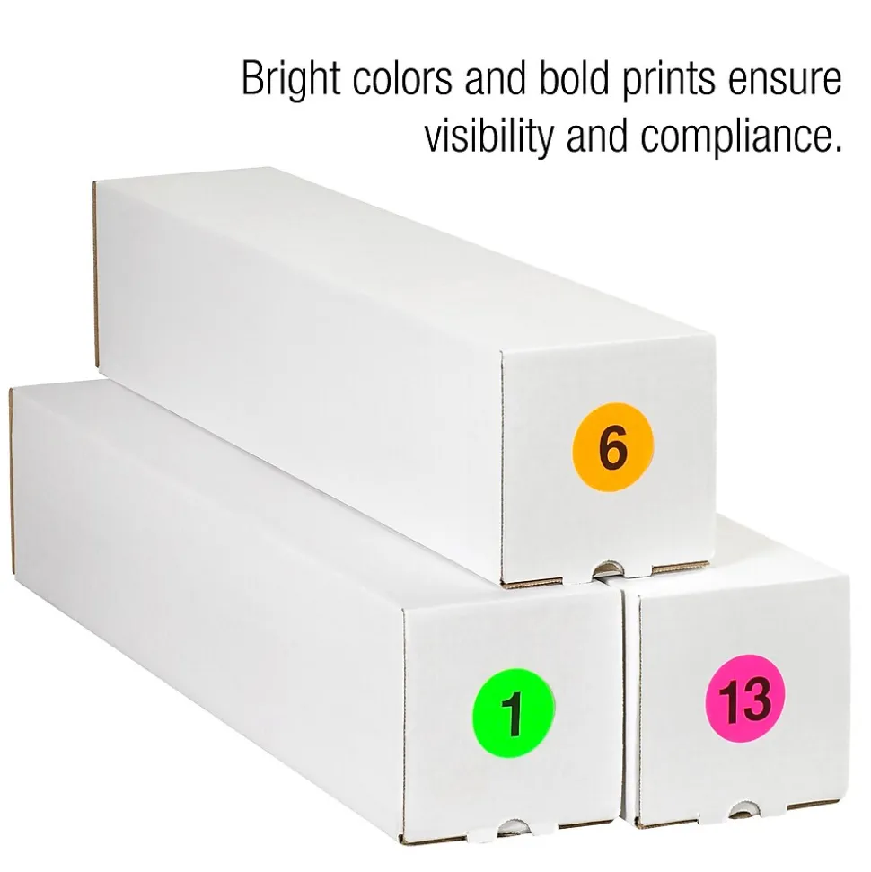 Tape Logic 2" Circle "15" Number Label, Fluorescent Orange, 500/Roll