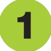 Tape Logic 1" Circle "1" Number Label, Fluorescent Green, 500/Roll