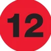Tape Logic 2" Circle "12" Number Label, Fluorescent Red, 500/Roll