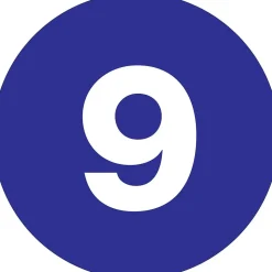 Tape Logic 2" Circle "9" Number Label, Dark Blue, 500/Roll