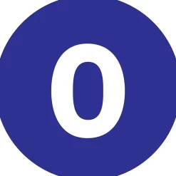 Tape Logic 1" Circle "0" Number Label, Dark Blue, 500/Roll