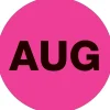 Tape Logic 1" Circle "AUG" Month of the Year Labels, Fluorescent Pink, 500/Roll