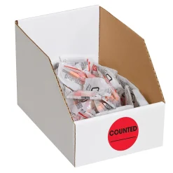 Tape Logic 2" Circle "Counted" Inventory Label, Fluorescent Red, 500/Roll (DL1270)