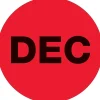 Tape Logic 1" Circle "DEC" Month of the Year Labels, Fluorescent Red, 500/Roll