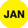 Tape Logic 1" Circle "JAN" Month of the Year Labels, Fluorescent Yellow, 500/Roll