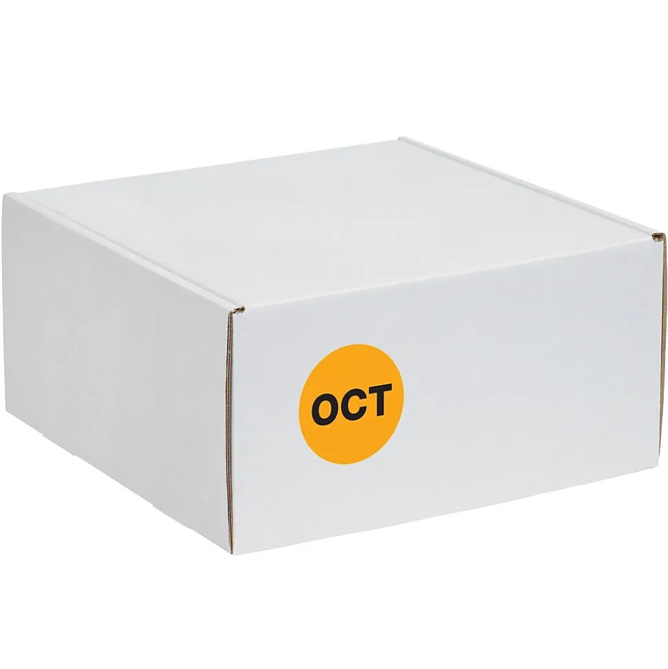 Tape Logic 2" Circle "OCT" Months of the Year Label, Fluorescent Orange, 500/Roll