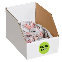 Tape Logic 2" Circle "OK To Ship" Label, Fluorescent Green, 500/Roll