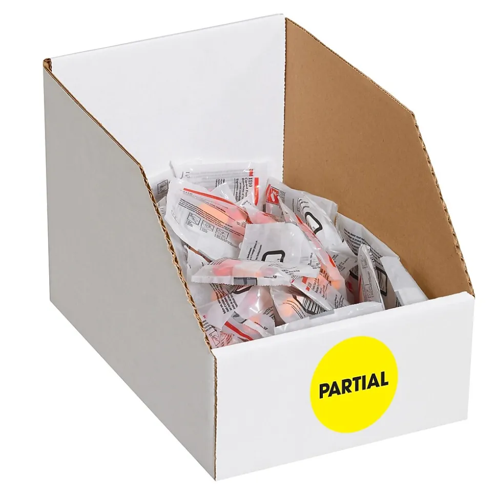 Tape Logic 2" Circle "Partial" Inventory Label, Fluorescent Yellow, 500/Roll