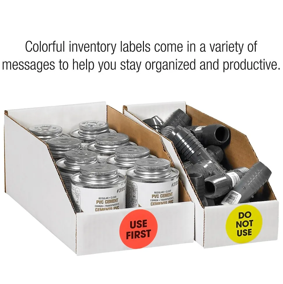 Tape Logic 2" Circle "Partial" Inventory Label, Fluorescent Yellow, 500/Roll