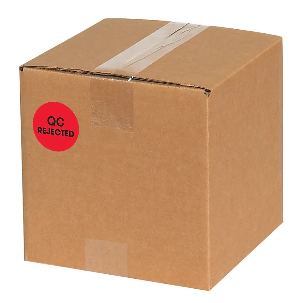 Tape Logic 2" Circle "QC Rejected" Label, Fluorescent Red, 500/Roll