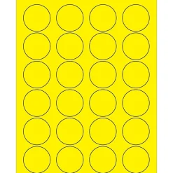 Tape Logic® Circle Laser Labels, 1 5/8", Fluorescent Yellow, 2400/Case (LL193YE)