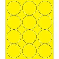 Tape Logic® Circle Laser Labels, 2 1/2", Fluorescent Yellow, 1200/Case (LL194YE)