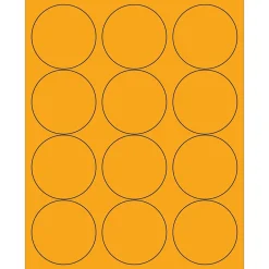 Tape Logic® Circle Laser Labels, 2 1/2", Fluorescent Orange, 1200/Case (LL194OR)