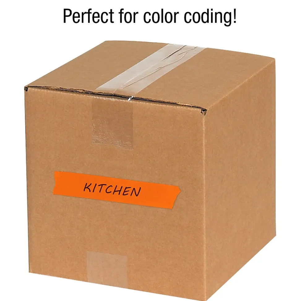 Tape Logic® Colored Masking Tape, 4.9 Mil, 1/2" x 60 yds., Orange, 12/Case (T93300312PKD)