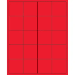 Tape Logic® Rectangle Laser Labels, 2" x 2", Fluorescent Red, 2000/Case (LL172RD)