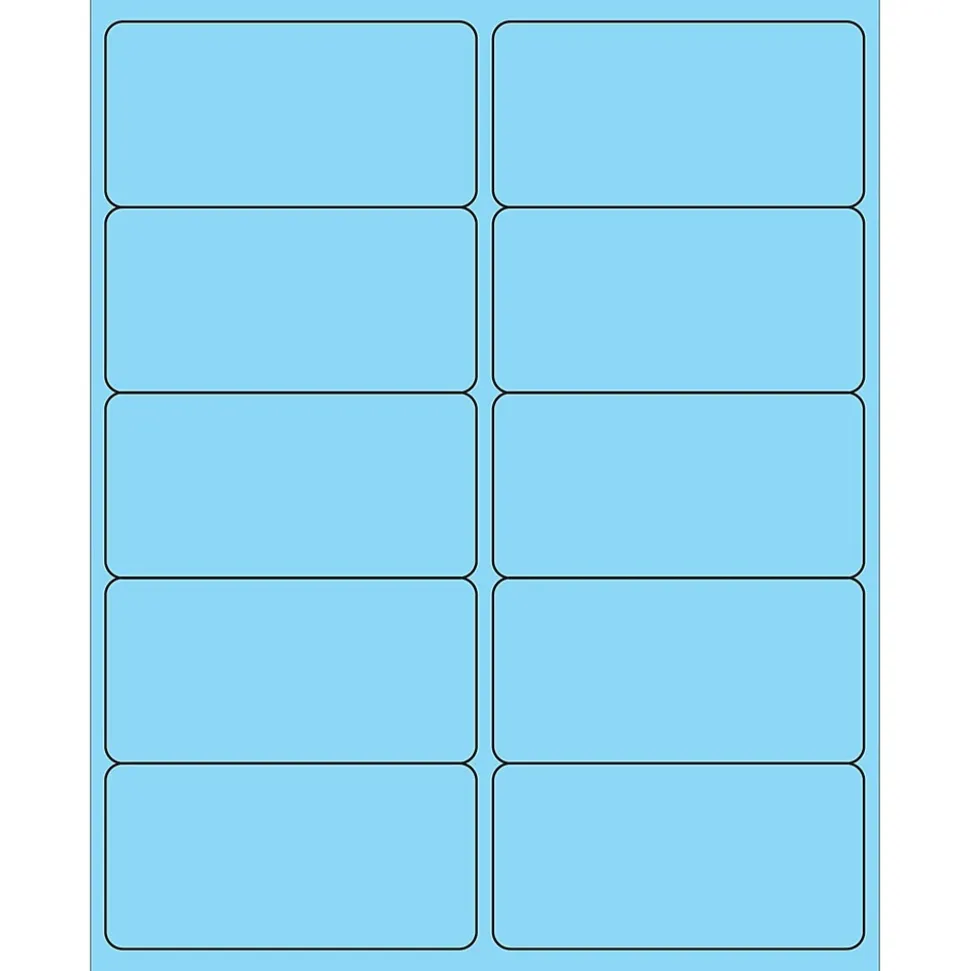 Tape Logic® Rectangle Laser Labels, 4" x 2", Pastel Blue, 1000/Case (LL178BE)