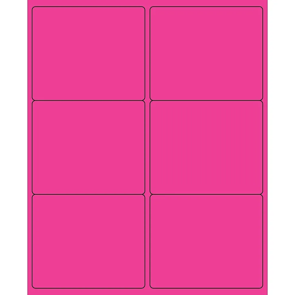 Tape Logic® Rectangle Laser Labels, 4" x 3 1/3", Fluorescent Pink, 600/Case (LL180PK)