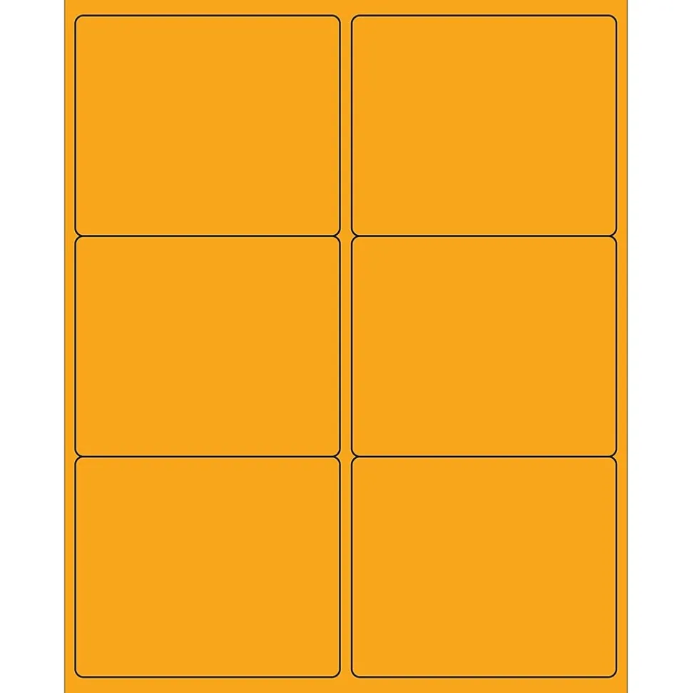 Tape Logic® Rectangle Laser Labels, 4" x 3 1/3", Fluorescent Orange, 600/Case (LL180OR)