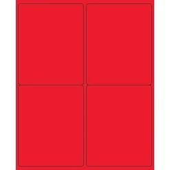 Tape Logic® Rectangle Laser Labels, 4" x 5", Fluorescent Red, 400/Case (LL181RD)