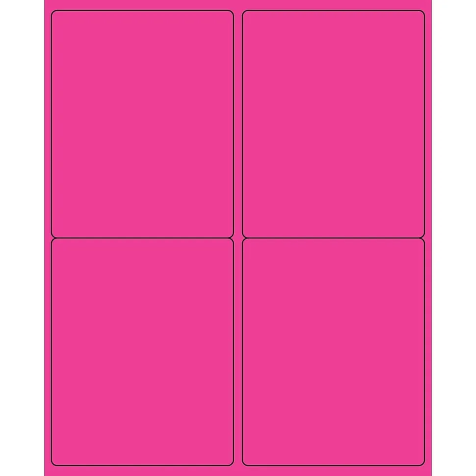 Tape Logic® Rectangle Laser Labels, 4" x 5", Fluorescent Pink, 400/Case (LL181PK)