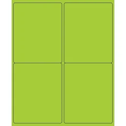 Tape Logic® Rectangle Laser Labels, 4" x 5", Fluorescent Green, 400/Case (LL181GN)