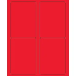 Tape Logic® Rectangle Laser Labels, 3 1/2" x 5", Fluorescent Red, 400/Case (LL176RD)
