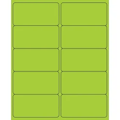 Tape Logic® Removable Rectangle Laser Labels, 4" x 2", Fluorescent Green, 1000/Case (LL410GN)