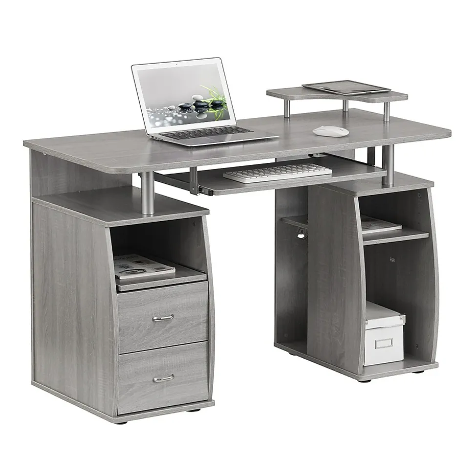 Techni Mobili Complete Computer Workstation Desk With Storage, Gray (RTA-8211-GRY)