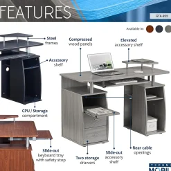 Techni Mobili Complete Computer Workstation Desk With Storage, Gray (RTA-8211-GRY)