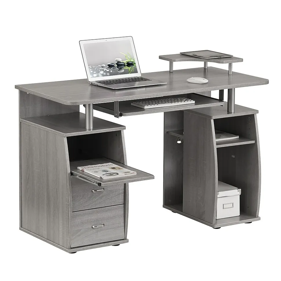 Techni Mobili Complete Computer Workstation Desk With Storage, Gray (RTA-8211-GRY)