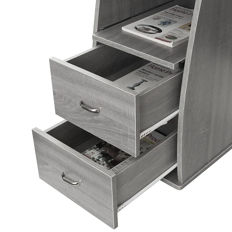 Techni Mobili Complete Computer Workstation Desk With Storage, Gray (RTA-8211-GRY)