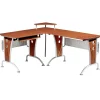 Techni Mobili Deluxe 57"W L-Shaped Desk, Mahogany (RTA-3806-M615)