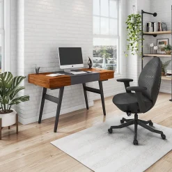 Techni Mobili Expandable 51" MDF Table Desk, Gray/Mahogany (RTA-1854-MAH)