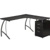 Techni Mobili Modern L-Shaped Computer Desk with File Cabinet, Espresso (RTA-4804L-ES)